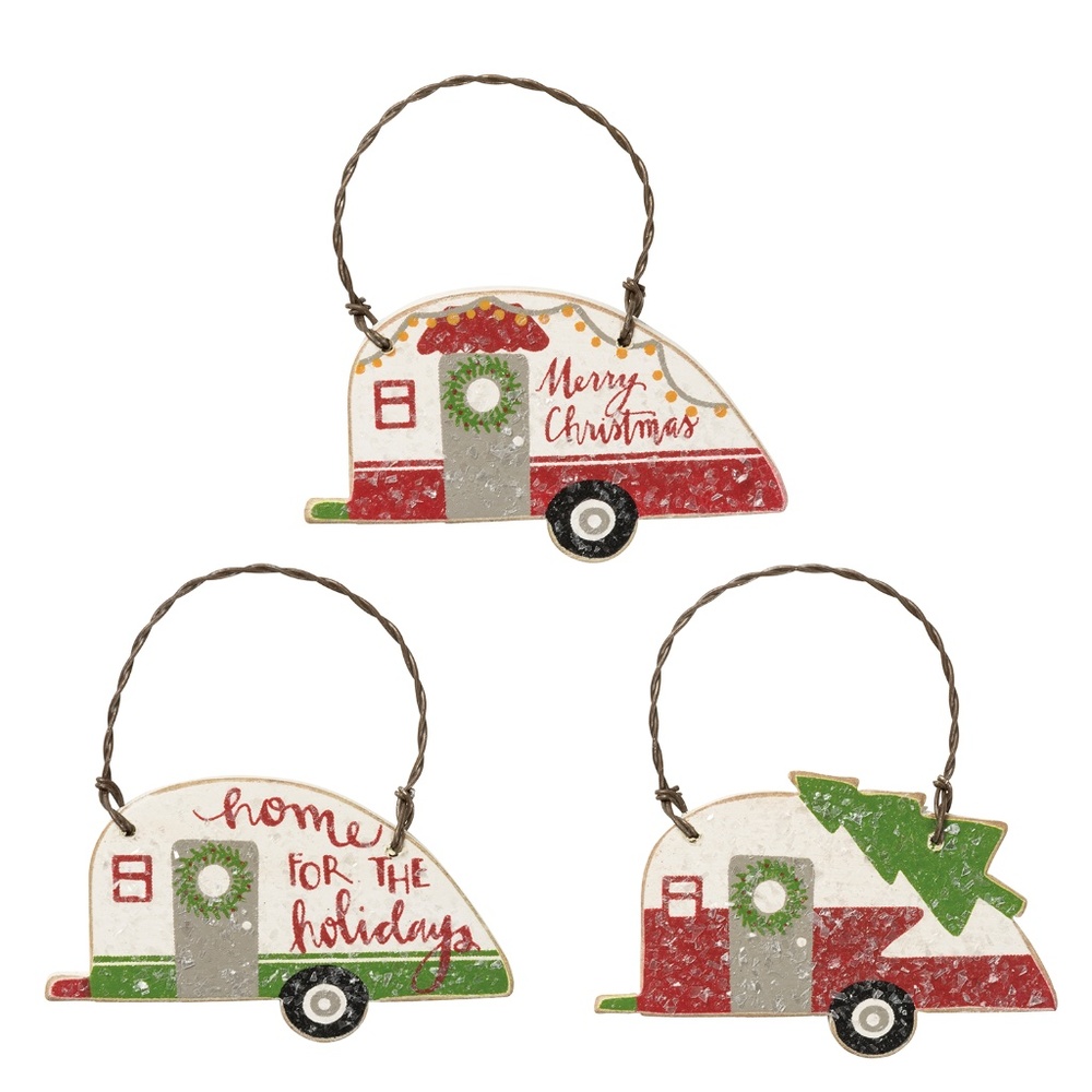 Three Mini Camper Ornaments
